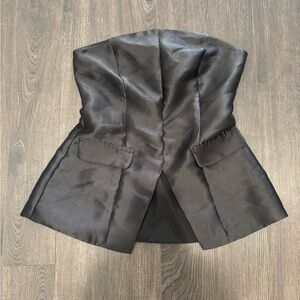 Elegant Black Strapless Blazer Top